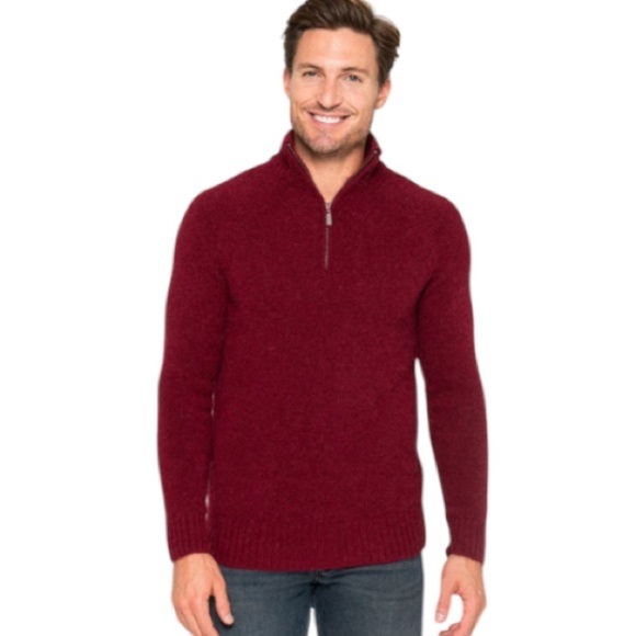 Pacas Men’s Alpaca Wool Sweater Quarter Zip NWT in Bordeaux Melange Red Size L - Picture 12 of 12